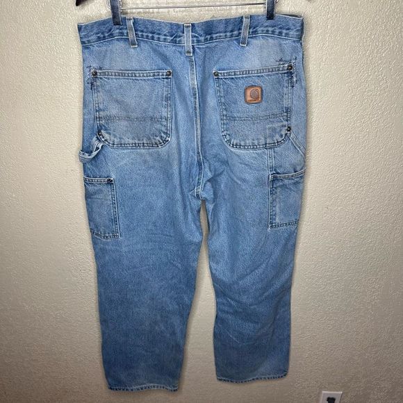 Carhartt Double Knee Denim Pants Loose Original Fit Size 36 - Picture 4 of 7